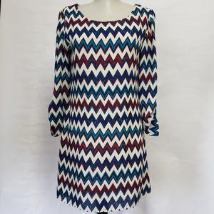 Speechless Chevron Print Shift Dress Junior  XS